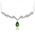 Sterling Silver Created Green Quartz & White Topaz Swirl Teardrop Necklace N13633LGQ