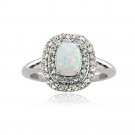 Sterling Silver Created Opal with Blue & White Topaz Oval Ring R13862M21-6