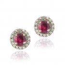 Sterling Silver Created Pink Sapphire & Diamond Accent Stud Earrings E12055CPS