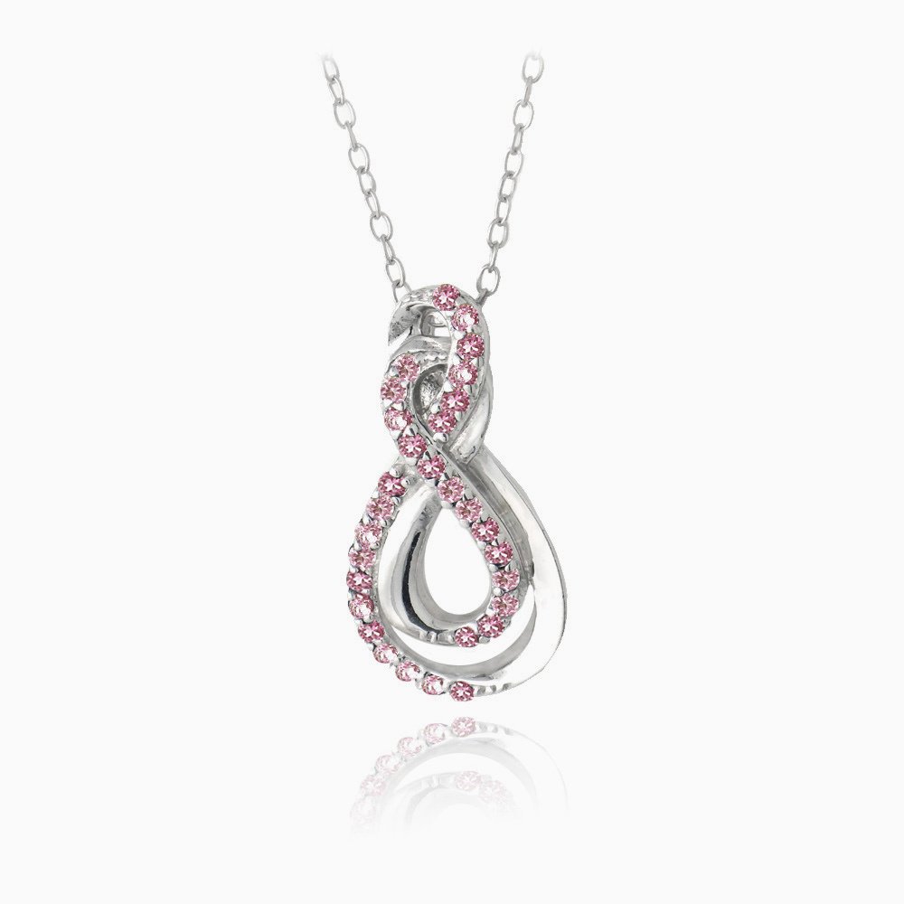 Sterling Silver Created Pink Sapphire Intertwined Infinity Necklace P13293CPS