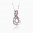 Sterling Silver Created Pink Sapphire Intertwined Infinity Necklace P13293CPS