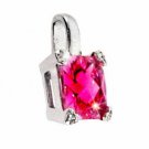 Sterling Silver Created Pink Sapphire& CZ Square & Heart Pendant P4320CPS