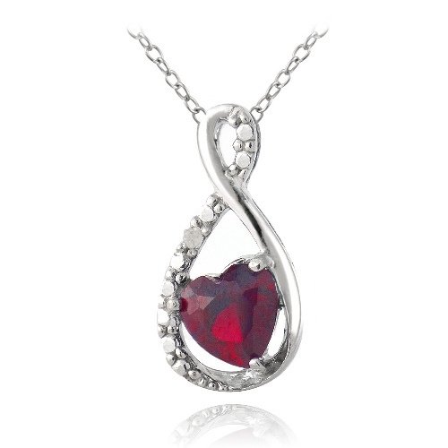 Sterling Silver Created Ruby & Diamond Accent Infinity Heart Necklace P12357R1