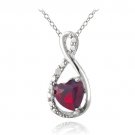 Sterling Silver Created Ruby & Diamond Accent Infinity Heart Necklace P12357R1