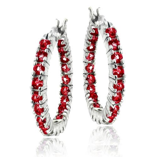Sterling Silver Created Ruby Inside Out Hoop Earrings E10454R1