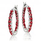 Sterling Silver Created Ruby Inside Out Hoop Earrings E10454R1