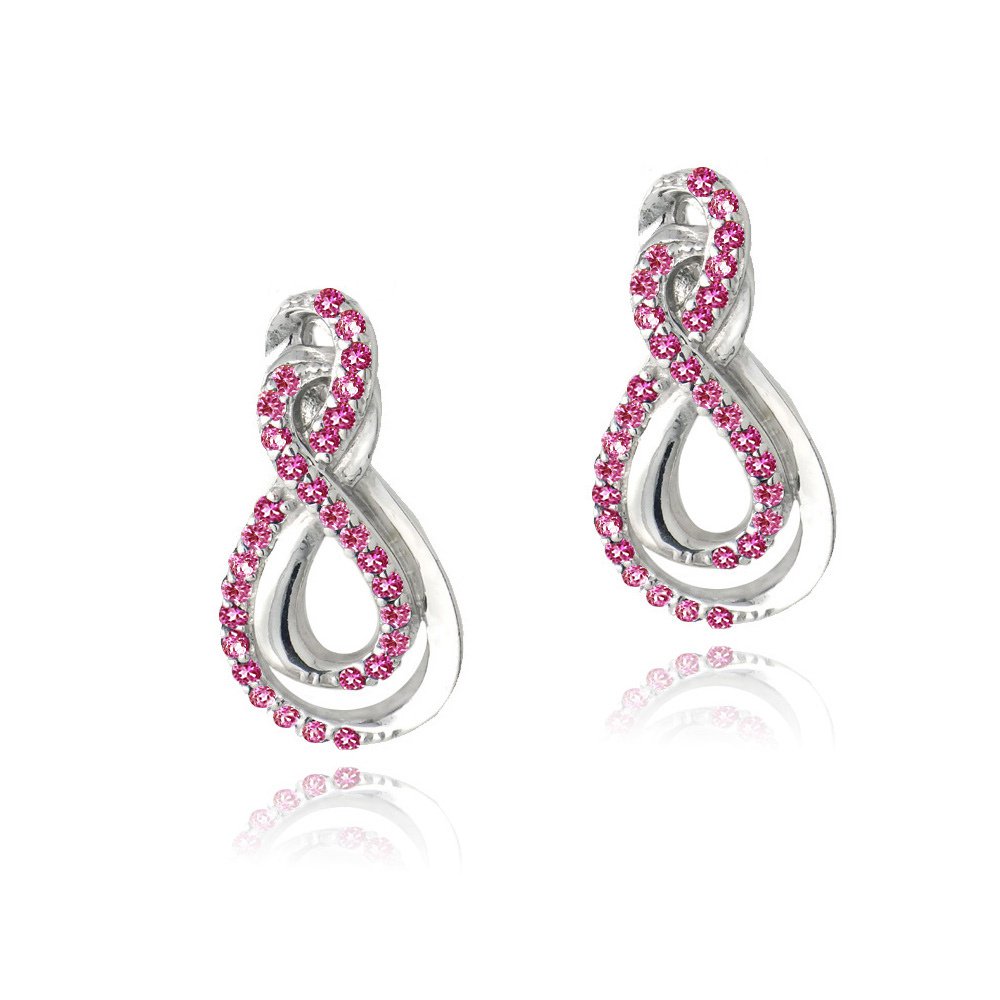 Sterling Silver Created Ruby Intertwined Infinity Earrings E13293R1