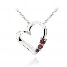 Sterling Silver Created Ruby Three Stone Floating Heart Necklace P13393R1
