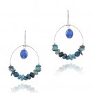 Sterling Silver Created Turquoise & Blue Apatite Hoop Dangle Earrings E12341M
