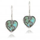 Sterling Silver Created Turquoise & Marcasite Heart Drop Earrings E10459TQ1