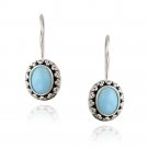 Sterling Silver Created Turquoise Bali Bead Oval Leverback Earrings E8662TQ1