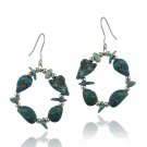 Sterling Silver Created Turquoise Chips Open Circle Dangle Earrings E12192TQ5