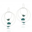 Sterling Silver Created Turquoise Nuggets 3-Row Wire Dangle Earrings E12190TQ5