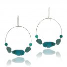 Sterling Silver Created Turquoise Nuggets Dangle Wire Earrings E12189TQ5