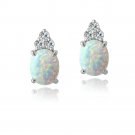 Sterling Silver Created White Opal & White Sapphire Oval Drop Earrings E13505OCWS