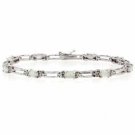 Sterling Silver Created White Opal and Genuine Diamond Accent Bracelet B4048SOP