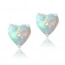 Sterling Silver Created White Opal Heart Stud Earrings, 7mm E13148SOP