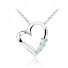 Sterling Silver Created White Opal Three Stone Floating Heart Necklace P13393SOP