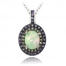 Sterling Silver Created White Opal, Amethyst & Peridot Oval Necklace P13595M