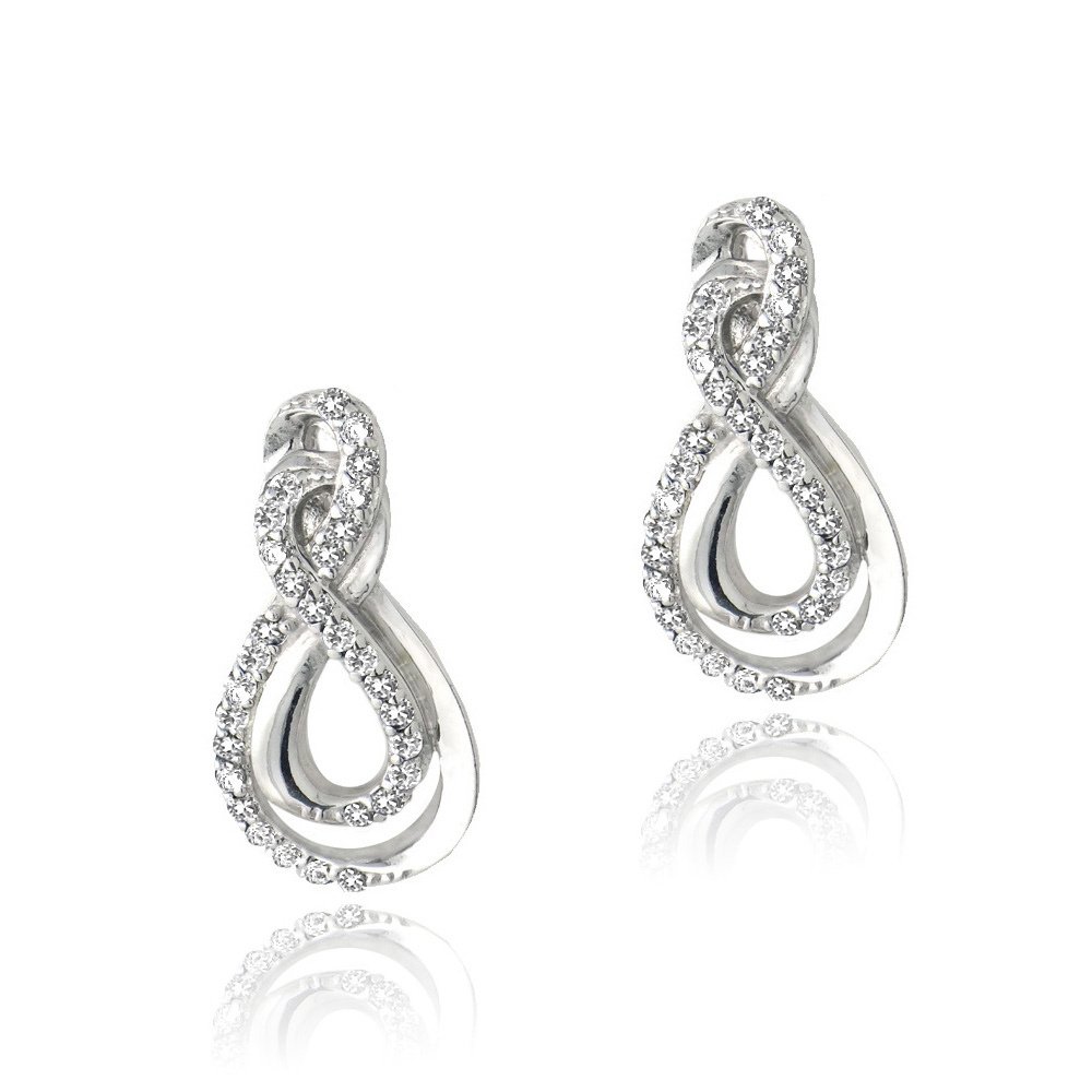 Sterling Silver Created White Sapphire Intertwined Infinity Earrings E13293CWS