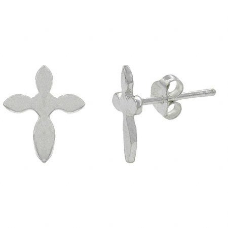 Sterling Silver Cross Stud Kid Earrings E9127