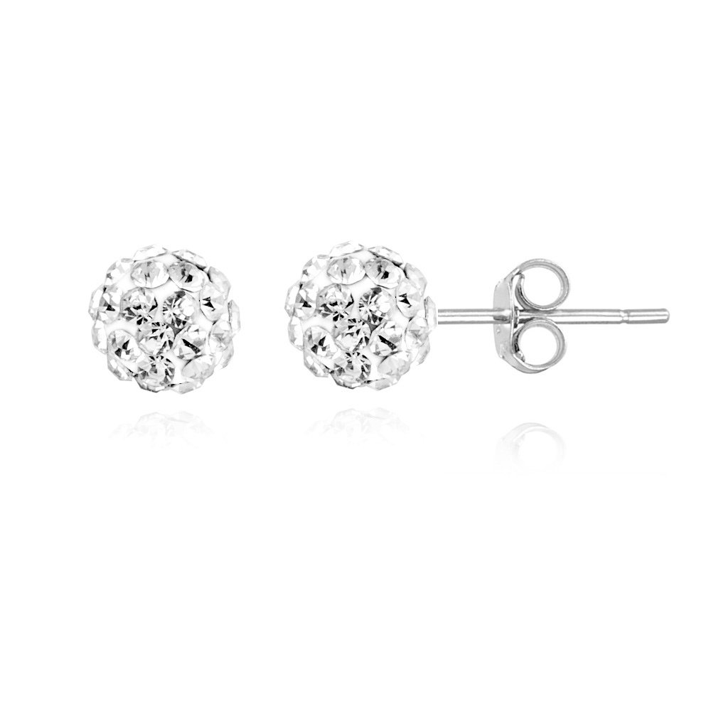 Sterling Silver Crystal Fireball Stud Earrings, 6mm E12608CR