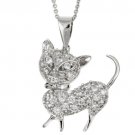 Sterling Silver Cubic Zirconia Cat Pendant P11195