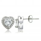Sterling Silver Cubic Zirconia Heart Stud Earrings E14449