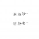Sterling Silver Cubic Zirconia Set of 2 Round 2mm Stud Earrings S15389-2
