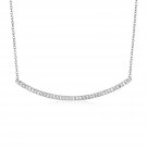 Sterling Silver Curved Bar Necklace with Cubic Zirconias