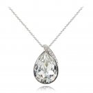 Sterling Silver CZ & Clear Teardrop Necklace Made with Swarovski Elements P13580CR