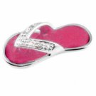 Sterling Silver CZ & Pink Enamel Flip Flop Sandal Celebrity Pendant P4286PK