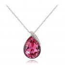 Sterling Silver CZ & Pink Teardrop Necklace Made with Swarovski Elements P13580PK