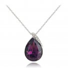 Sterling Silver CZ & Purple Teardrop Necklace Made with Swarovski Elements P13580A