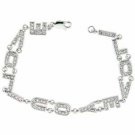 Sterling Silver CZ 'I Love You' Link Bracelet B4490