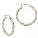 Sterling Silver CZ 24mm Hoop Earrings E9966