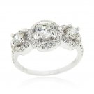 Sterling Silver CZ 3-Stone Bridal Engagement Ring Size 9 R12025-9