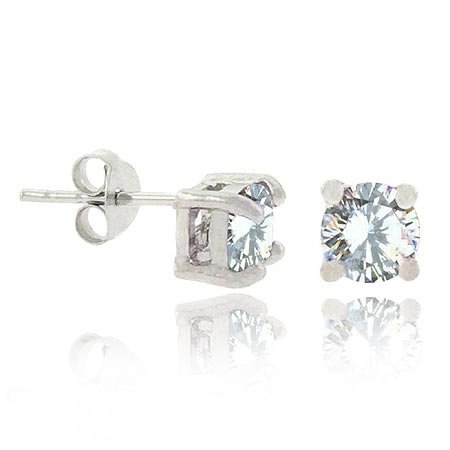 Sterling Silver CZ 5mm Round Stud Earrings E9563