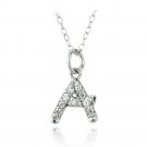 Sterling Silver CZ A Initial Necklace P13649