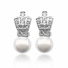 Sterling Silver CZ and Simulated Pearl Earrings E2735