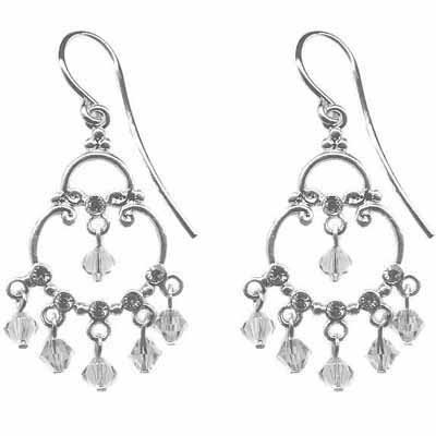 Sterling Silver CZ and Swarovski Elements Chandelier Earrings E4342CR