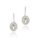 Sterling Silver CZ Bali Bead Oval Leverback Earrings E8017