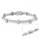 Sterling Silver CZ Bars Link Bracelet B10739