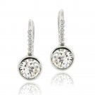Sterling Silver CZ Bezel Set Drop Earrings E12129