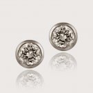 Sterling Silver CZ Bezel Set Martini Stud Earrings, 6mm E12128