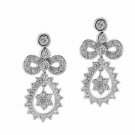 Sterling Silver CZ Bow & Teardrop Flower Earrings E7081