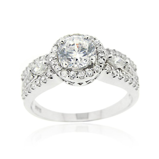 Sterling Silver CZ Bridal Engagement Ring Size 10 R12024-10