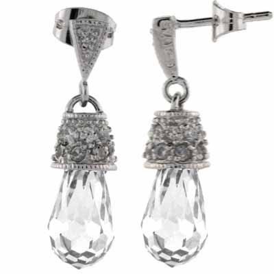 Sterling Silver CZ Briolette Raindrop Earrings E4014