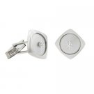 Sterling Silver CZ Brushed & Polished Modern Men's Cufflinks CL9364