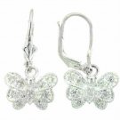 Sterling Silver CZ Butterfly Leverback Earrings E2861